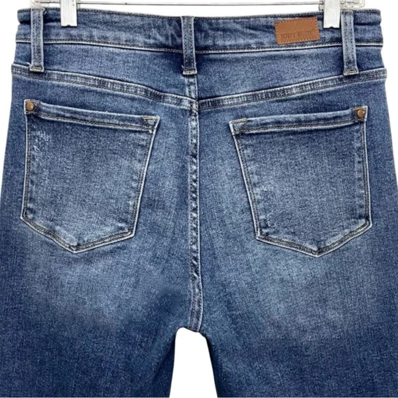 Judy Blue Howdy High Waisted Boyfriend Fit Distressed Raw Hem Jeans Size 7/28 - Picture 9 of 11